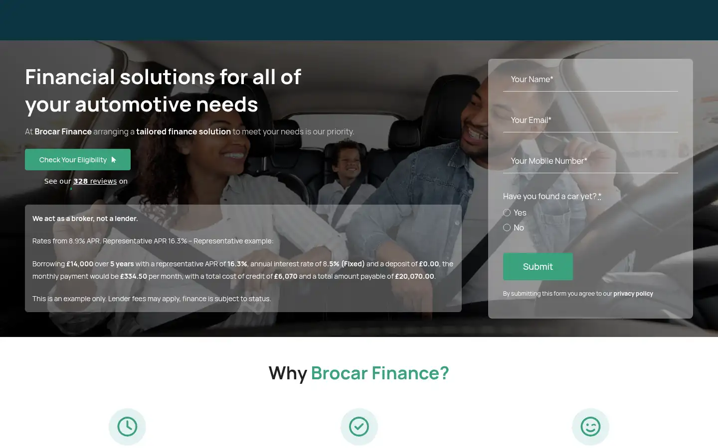Screenshot of brocarfinance.co.uk