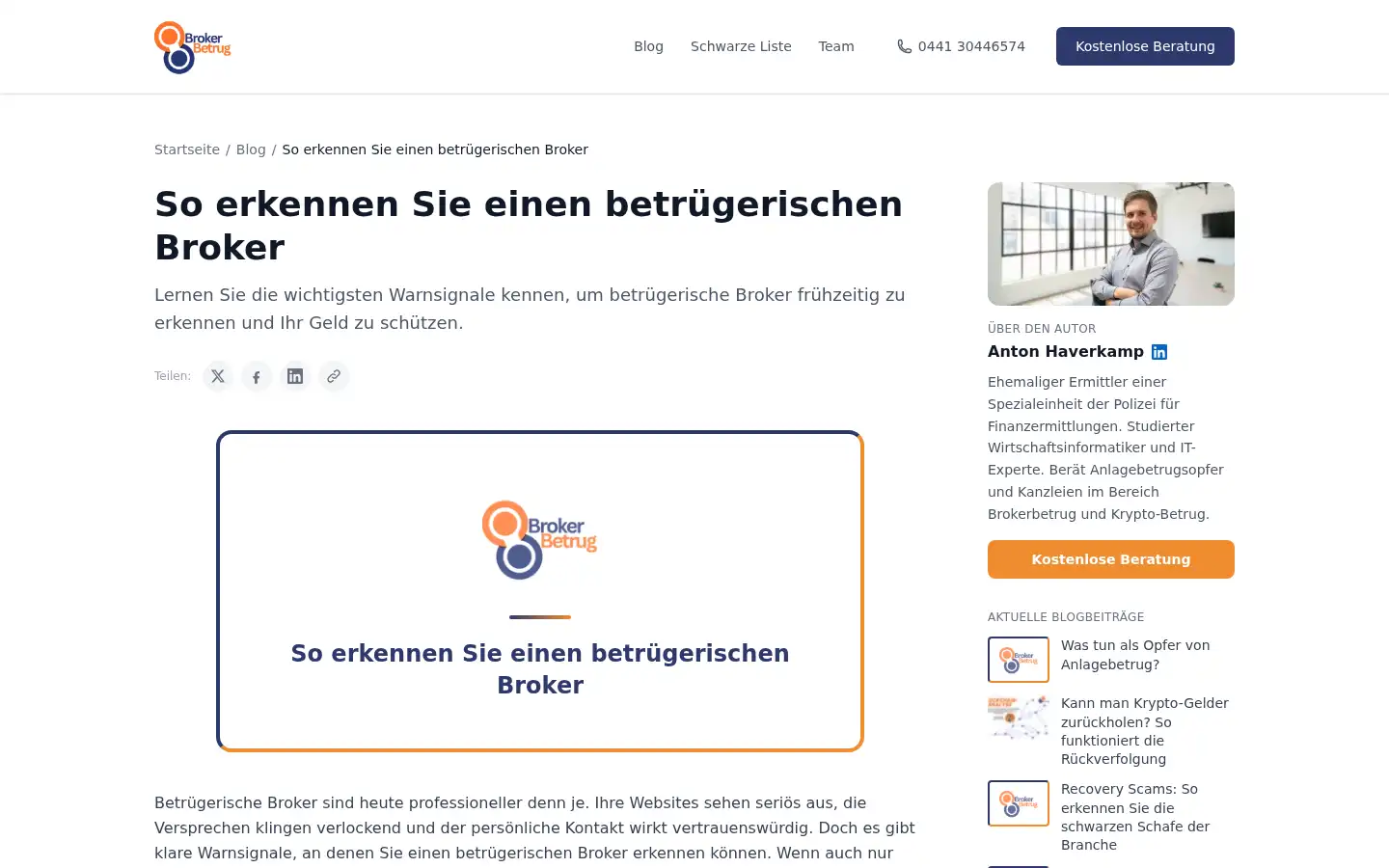 Screenshot of brokerbetrug.de
