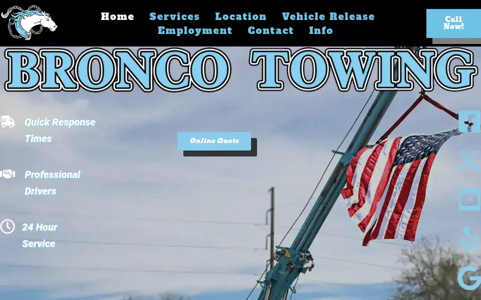 Screenshot of bronco-towing.com