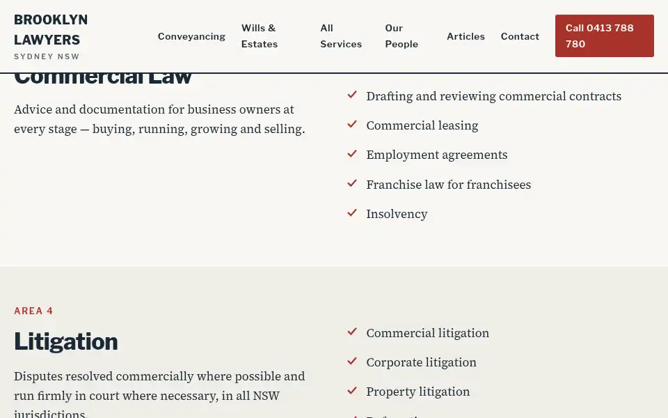 Screenshot of brooklynlawyers.com.au
