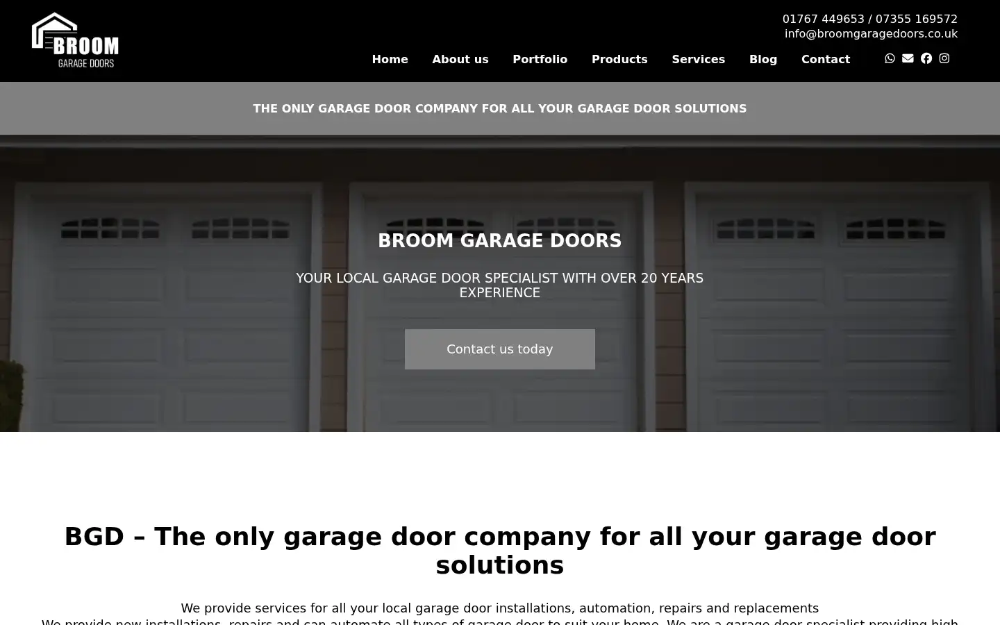 Screenshot of broomgaragedoors.co.uk