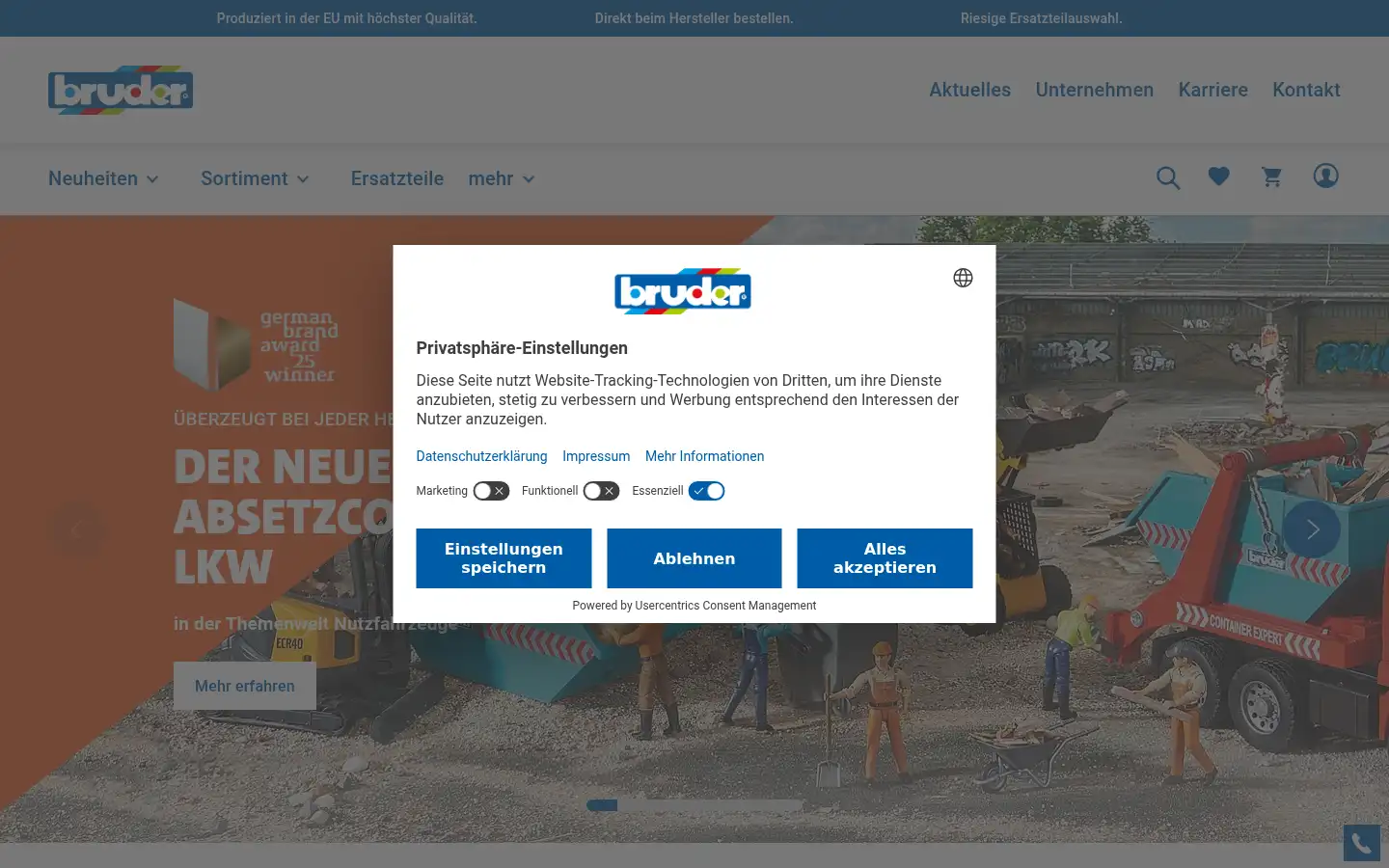 Screenshot of bruder.de