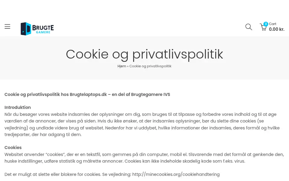 Screenshot of brugtegamere.dk