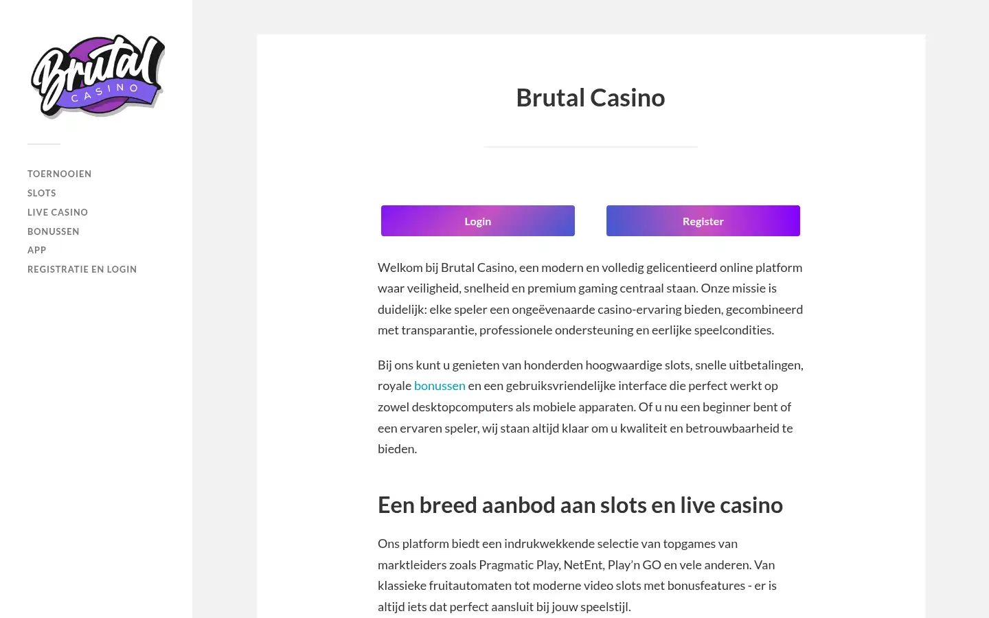Screenshot of brutalcasinos.com