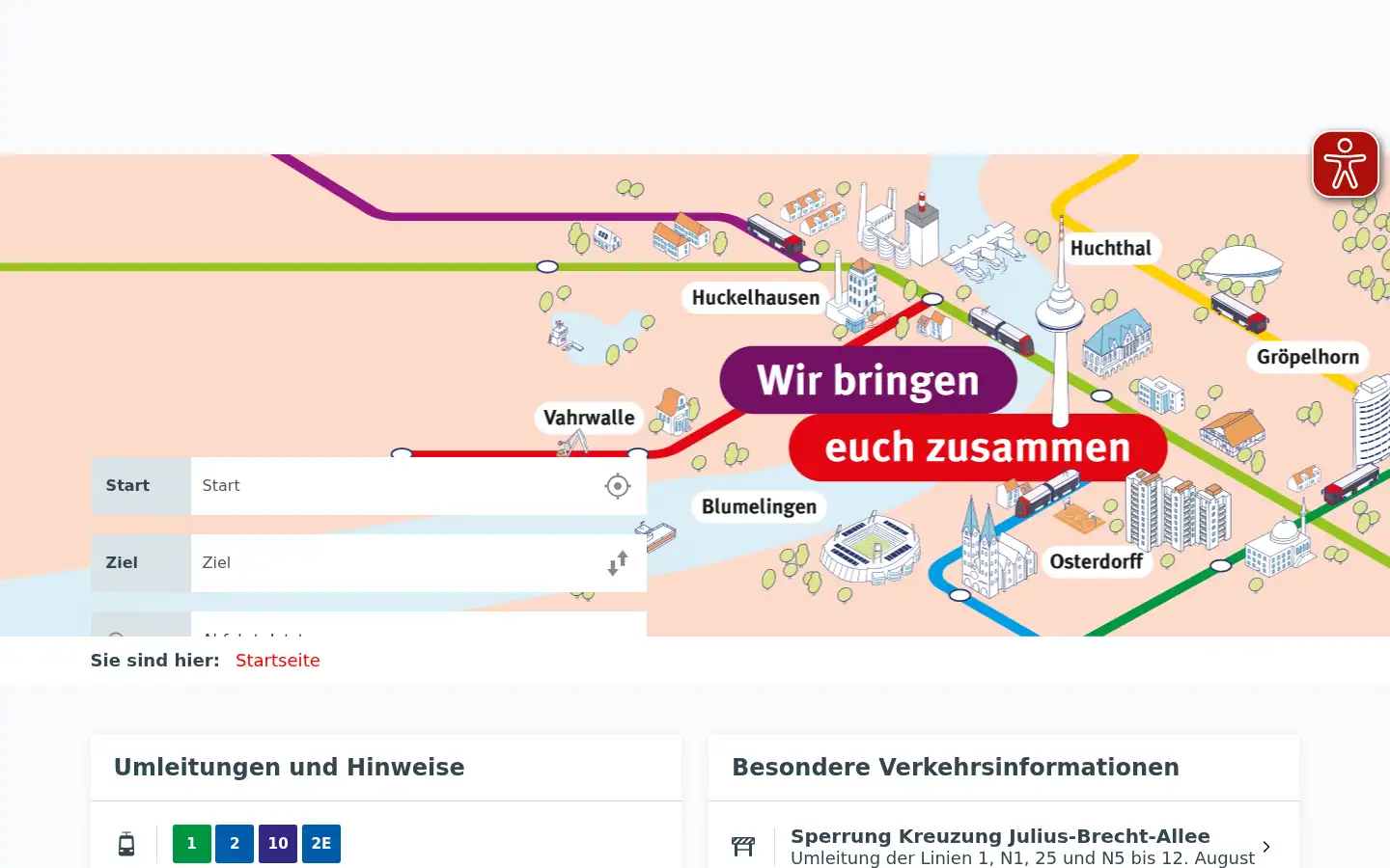 Screenshot of bsag.de