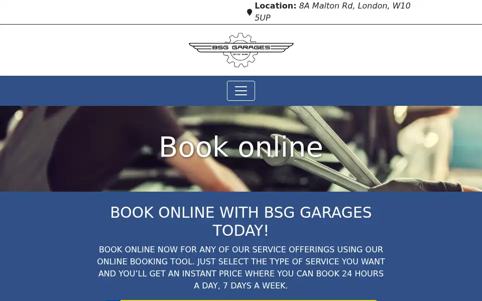 Screenshot of bsggarages.co.uk