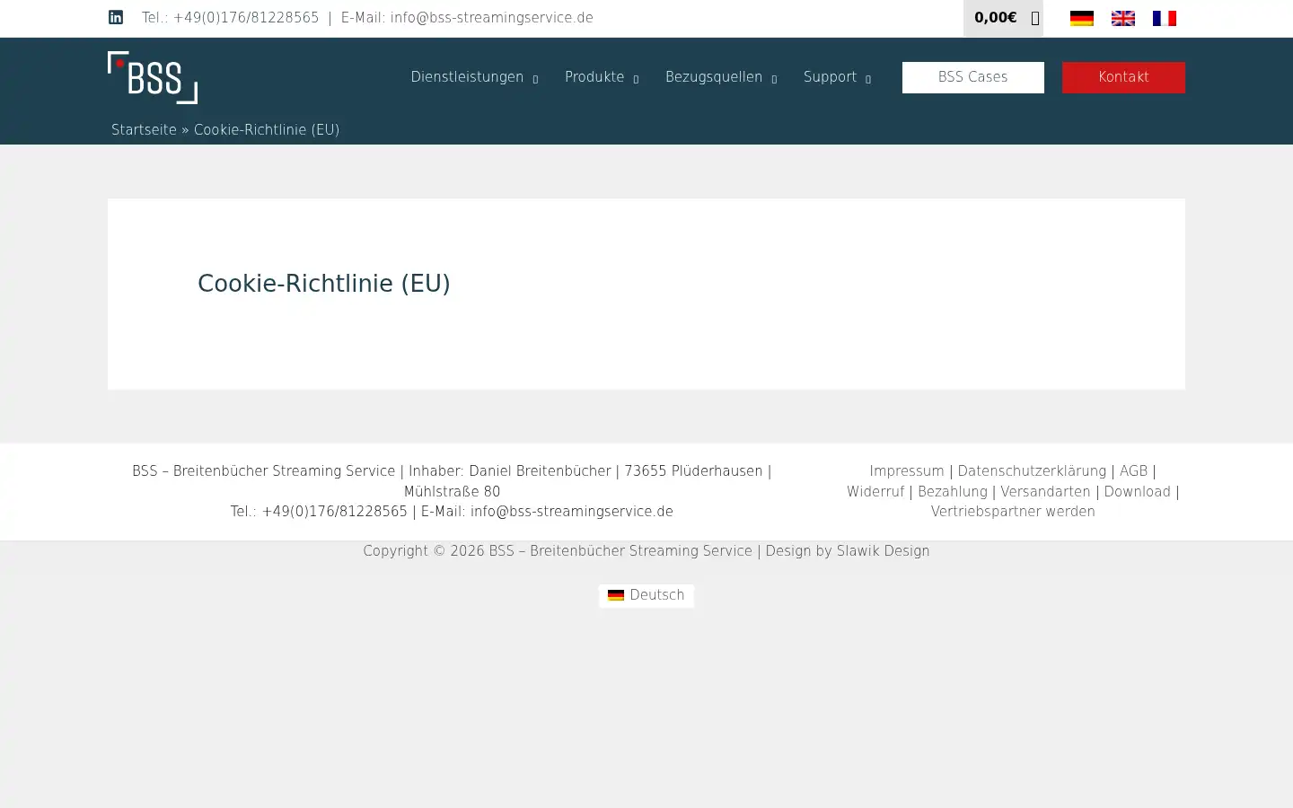 Screenshot of bss-streamingservice.de