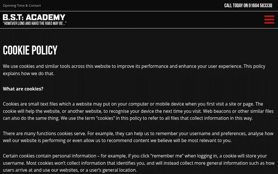 Screenshot of bstacademy.co.uk