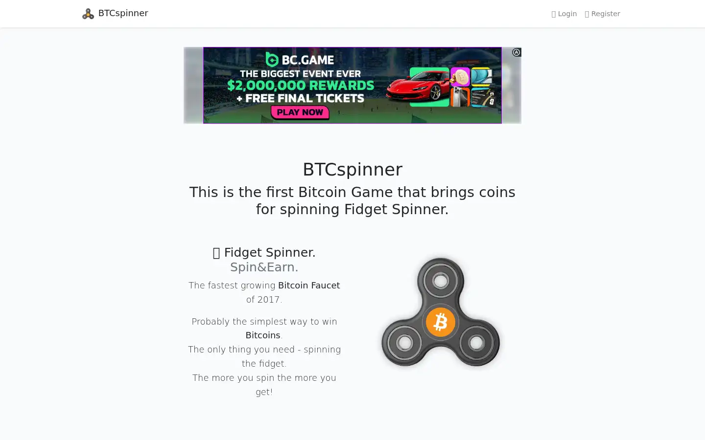 Screenshot of btcspinner.io