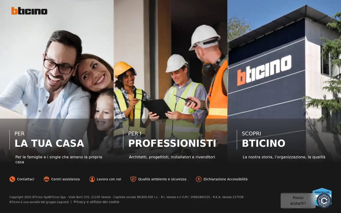 Screenshot of bticino.it