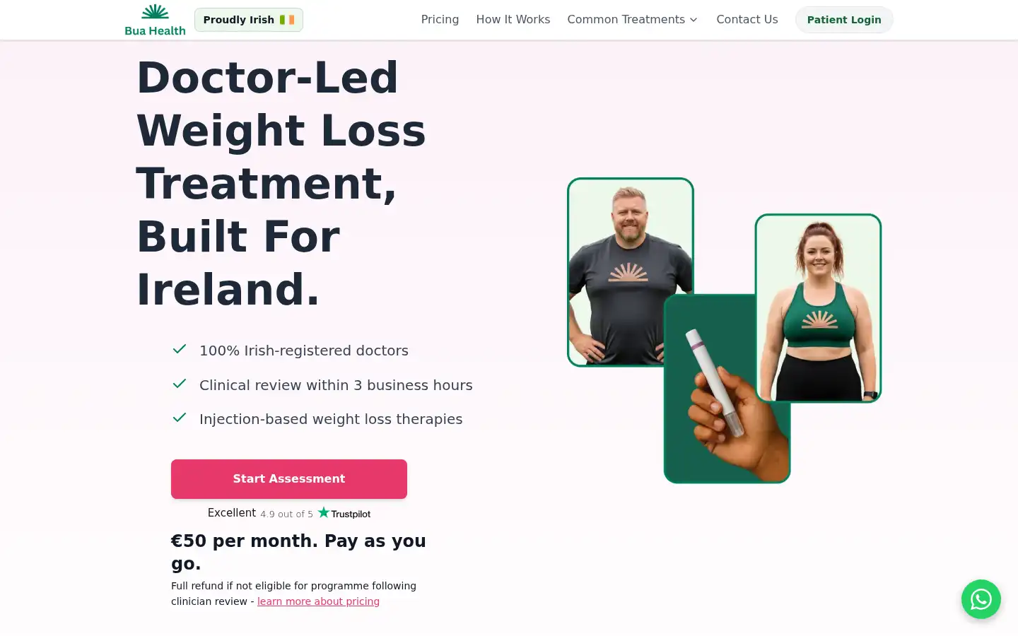 Screenshot of buahealth.ie