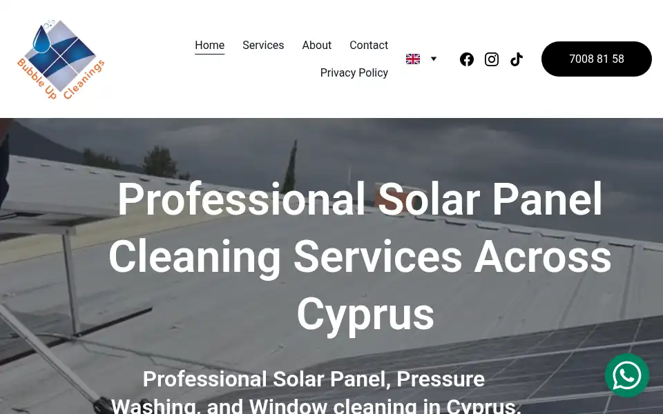 Screenshot of bubbleupcleanings.com