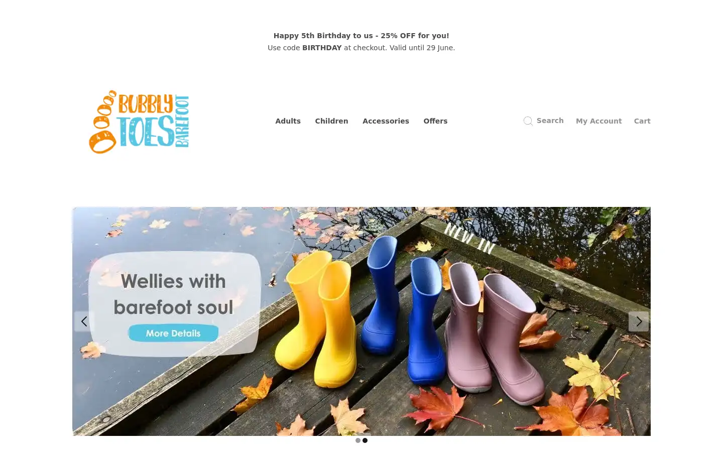 Screenshot of bubblytoes.co.uk