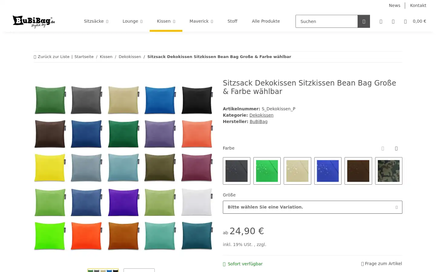 Screenshot of bubibag.de