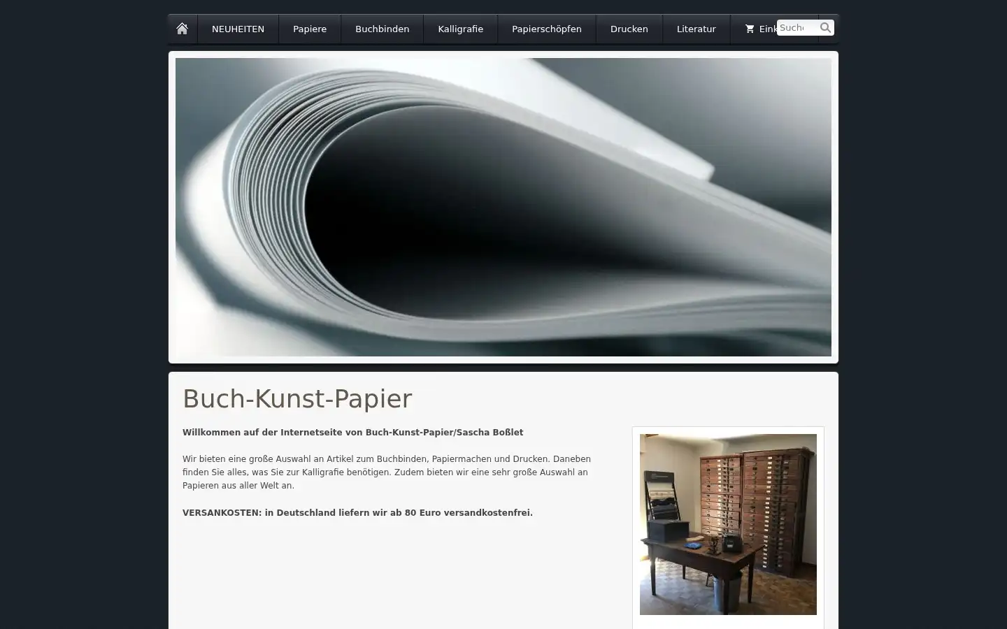 Screenshot of buch-kunst-papier.de