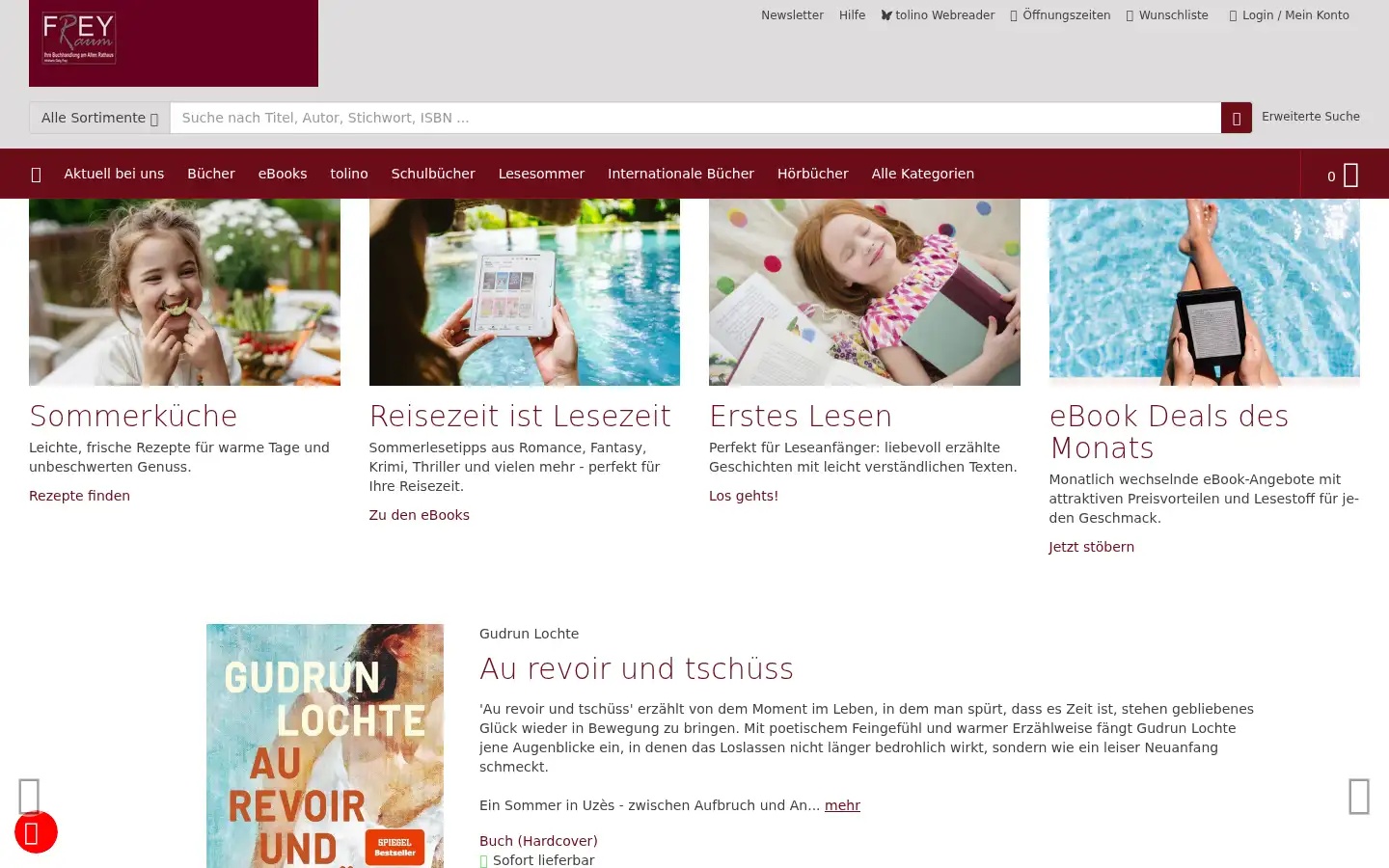 Screenshot of buchhandlung-freyraum.buchhandlung.de