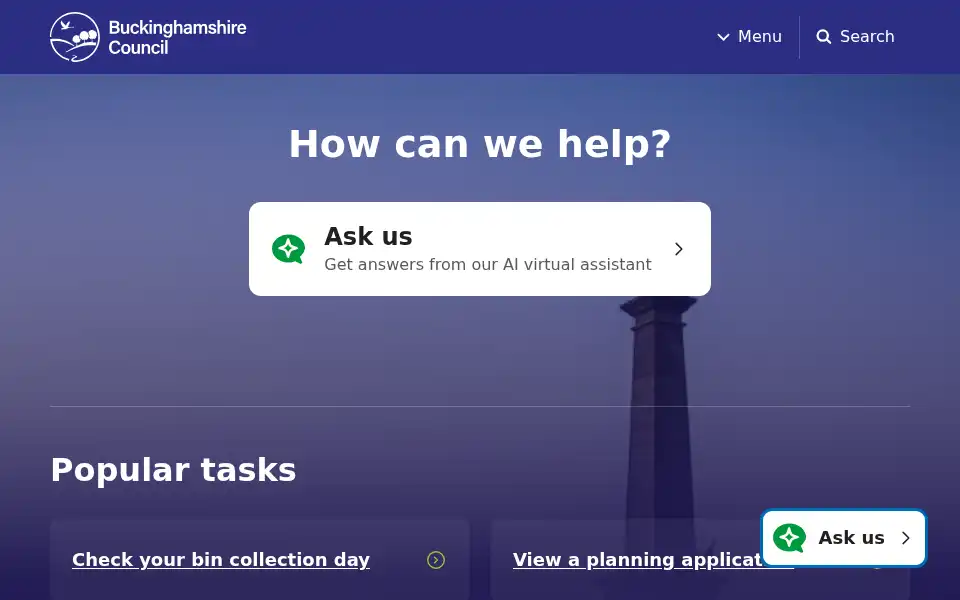 Screenshot of buckinghamshire.gov.uk