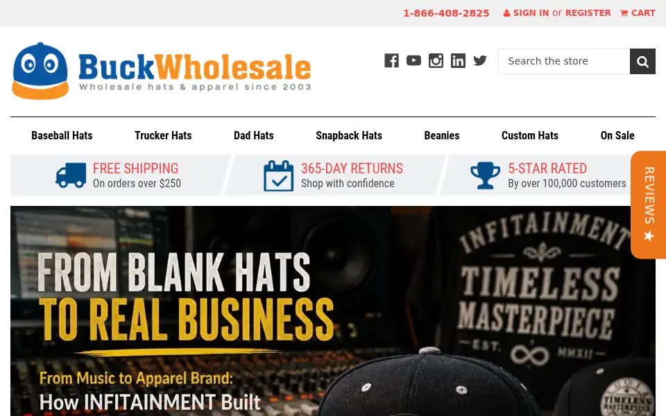 Screenshot of buckwholesale.com