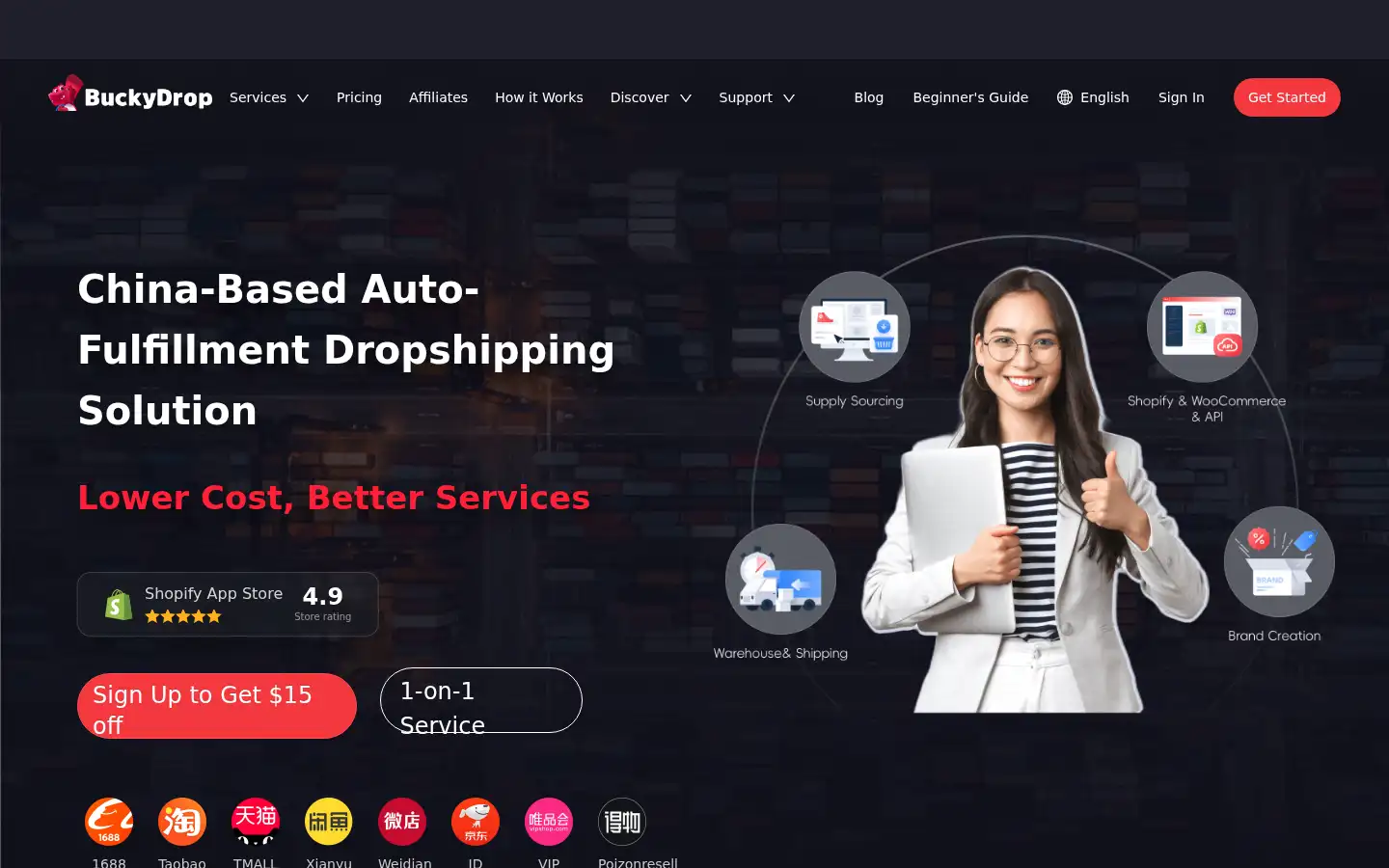 Screenshot of buckydrop.com