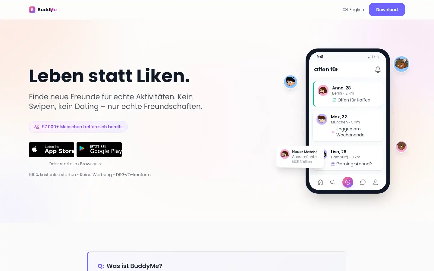 Screenshot of buddyme.me