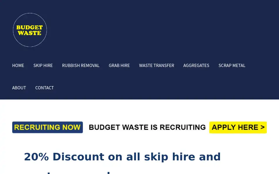 Screenshot of budget-waste.co.uk