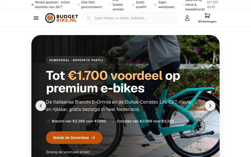Screenshot of budgetbike.nl