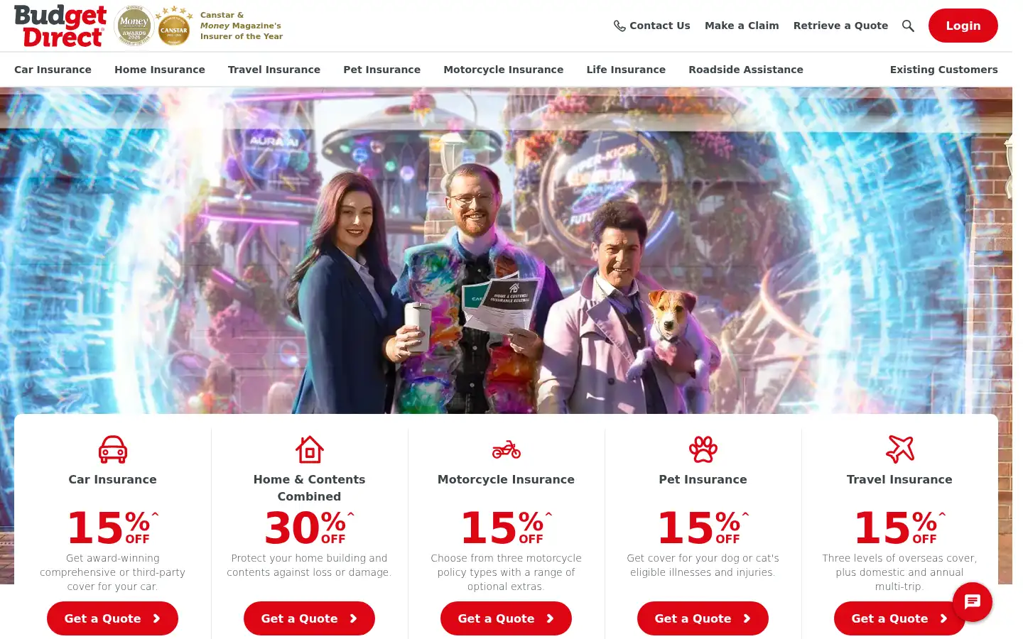 Screenshot of budgetdirect.com.au