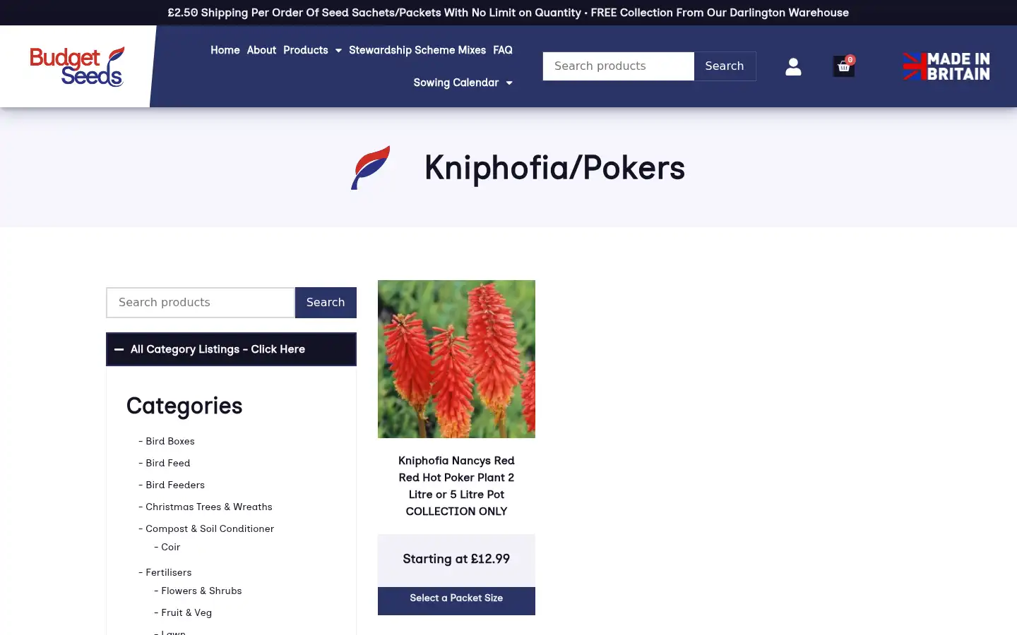 Screenshot of budgetseeds.co.uk