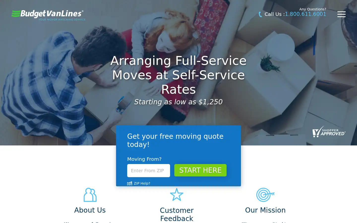 Screenshot of budgetvanlines.com