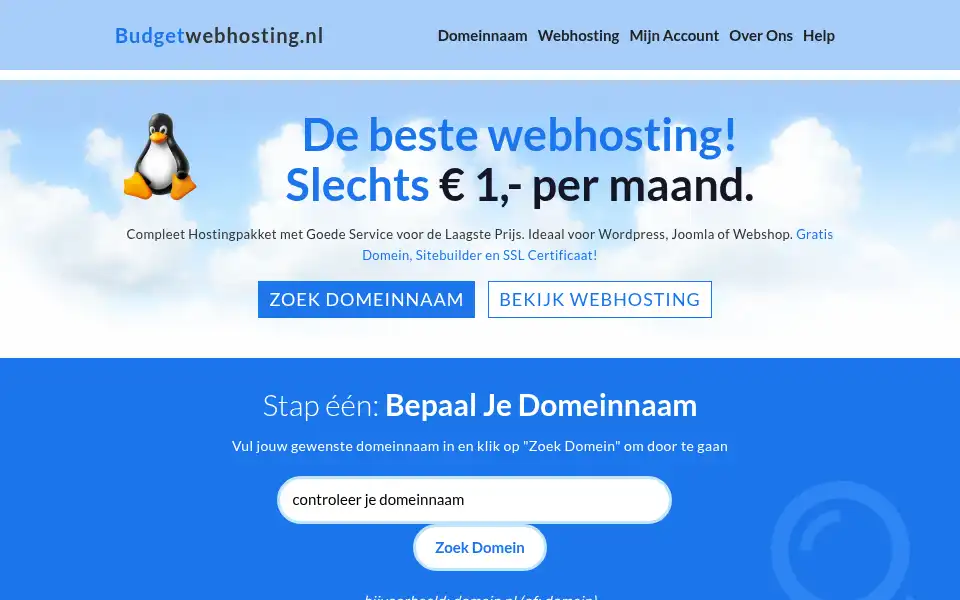 Screenshot of budgetwebhosting.nl