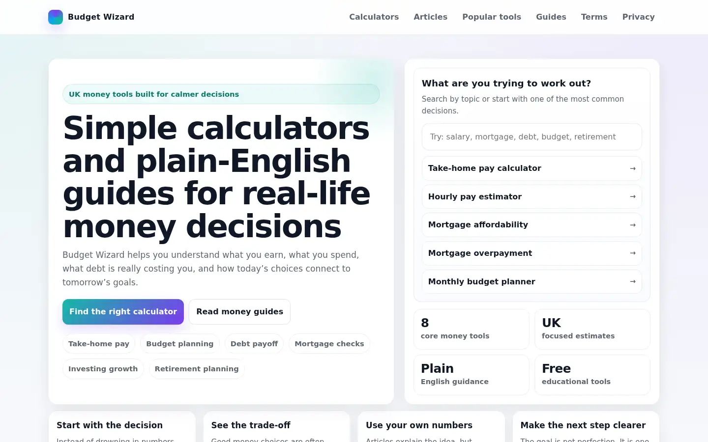Screenshot of budgetwizard.co.uk