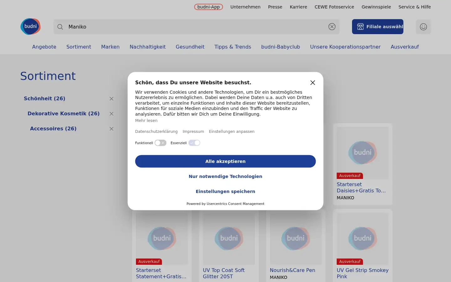 Screenshot of budni.de