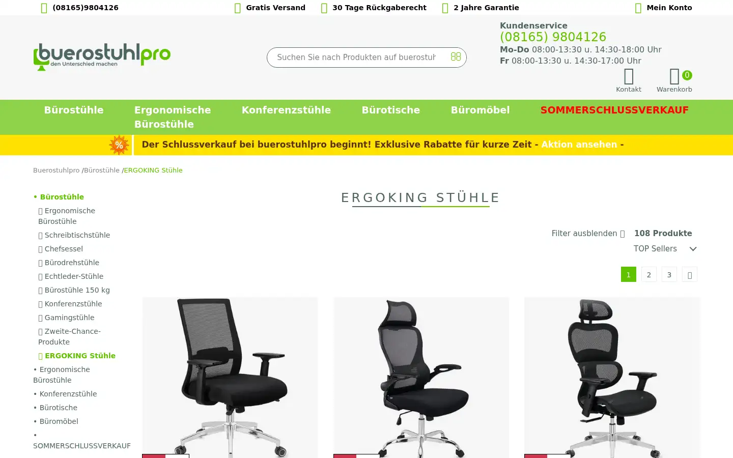 Screenshot of buerostuhlpro.de