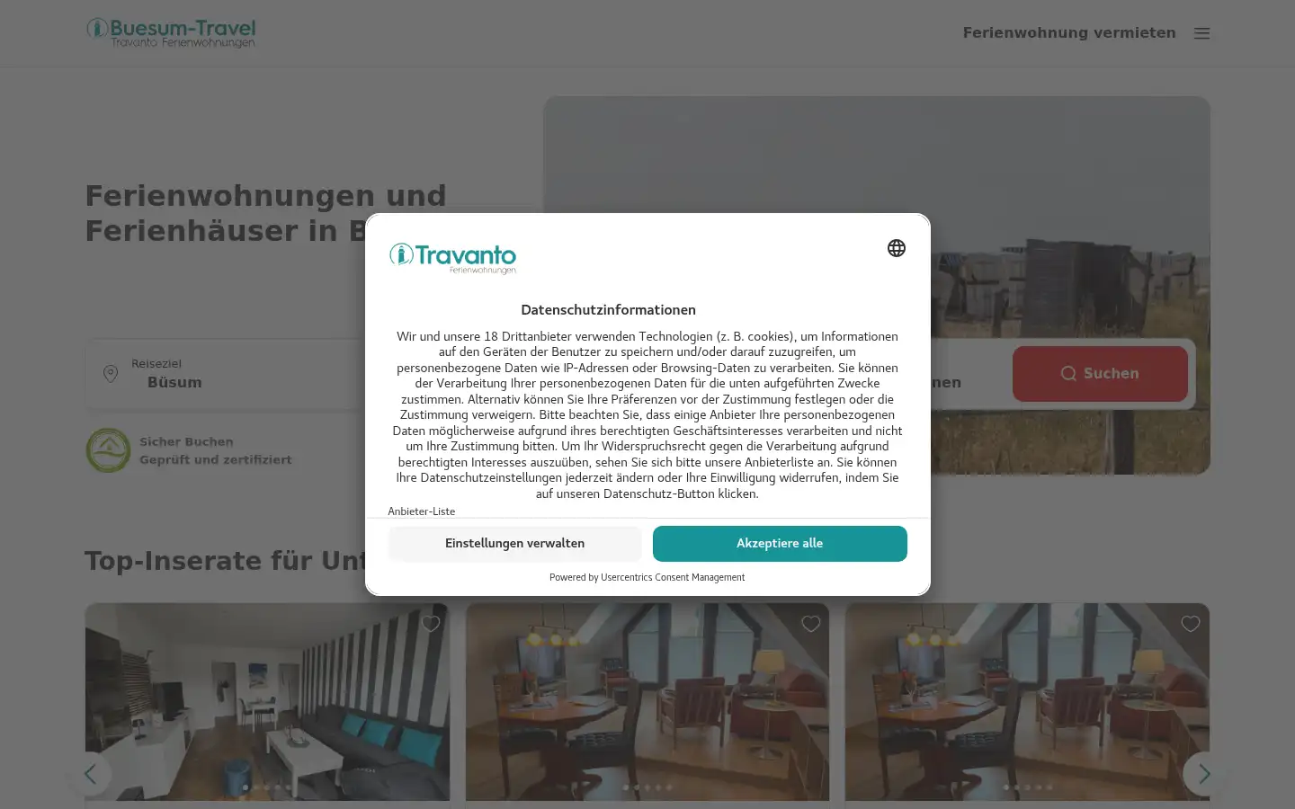 Screenshot of buesum-travel.com