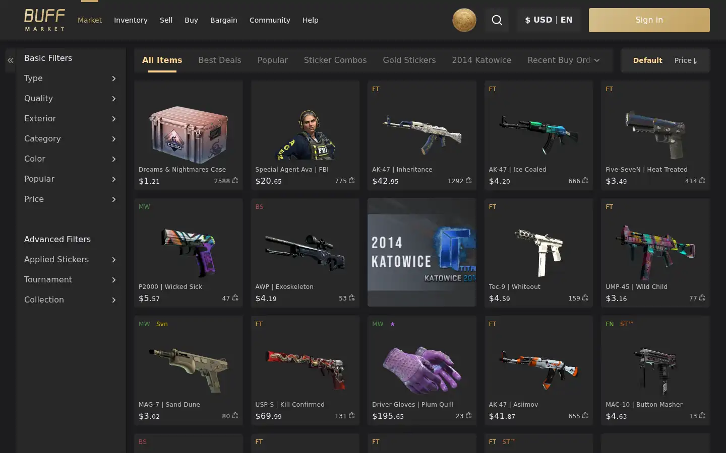 Screenshot of buff.market