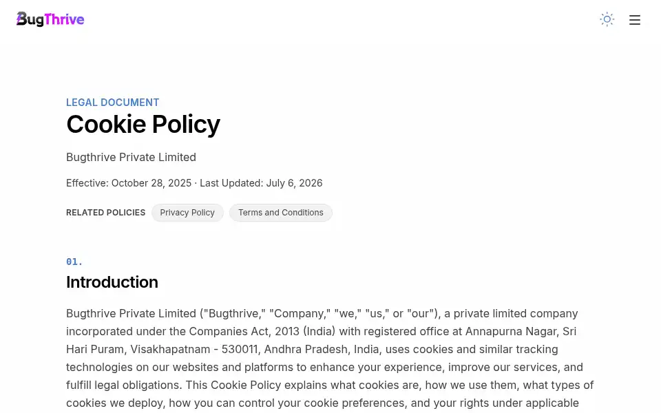 Screenshot of bugthrive.com