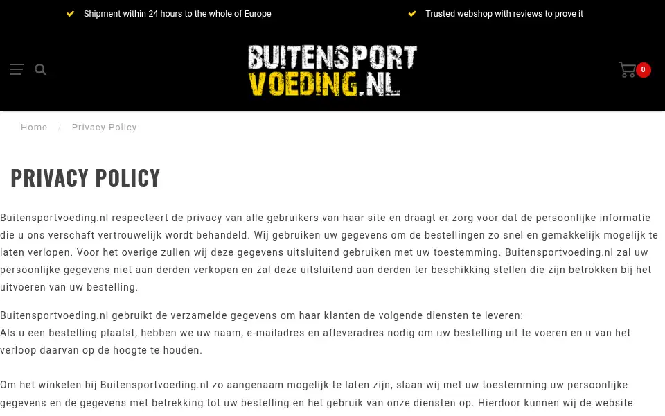 Screenshot of buitensportvoeding.nl
