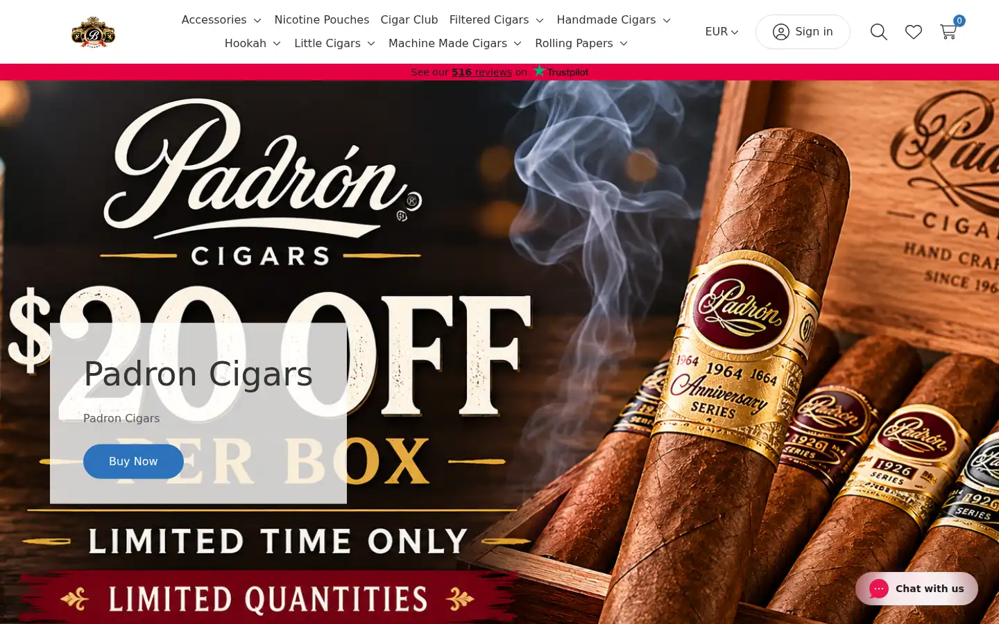 Screenshot of buitragocigars.com