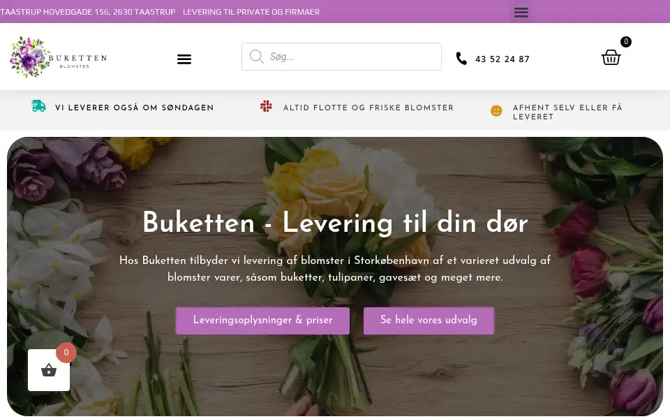 Screenshot of bukettenblomster.dk
