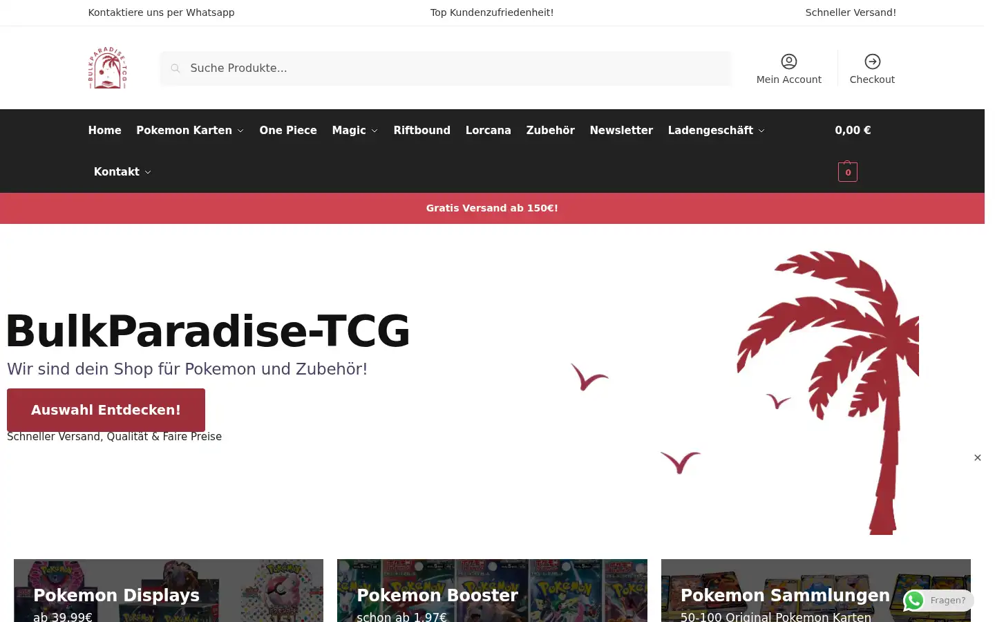 Screenshot of bulkparadise-tcg.de