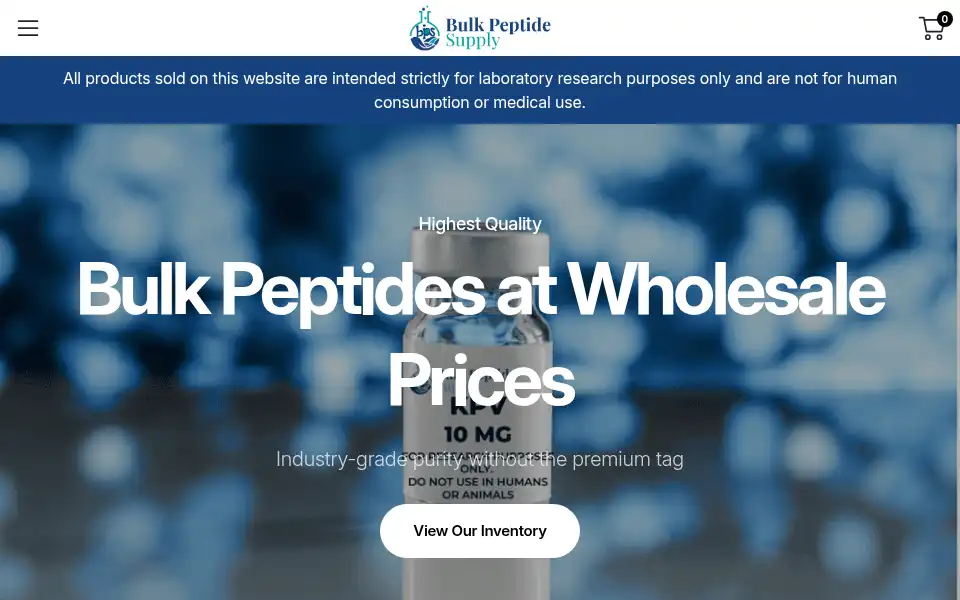 Screenshot of bulkpeptidesupply.com