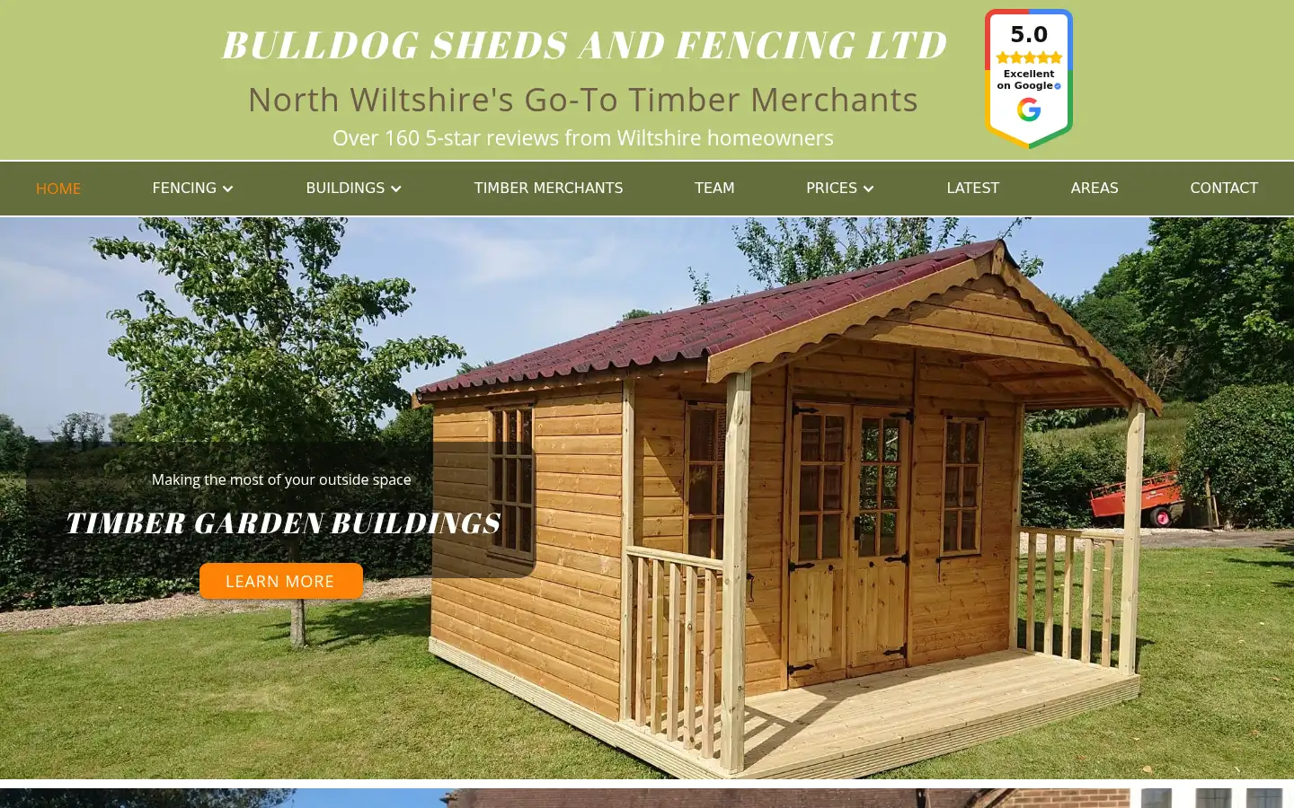 Screenshot of bulldogshedsandfencing.co.uk