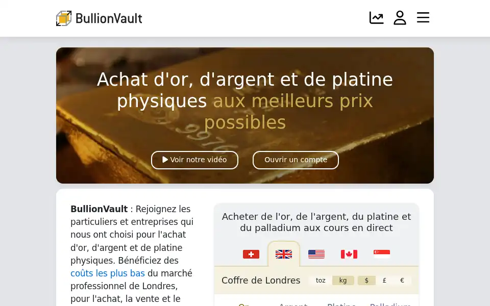 Screenshot of bullionvault.fr