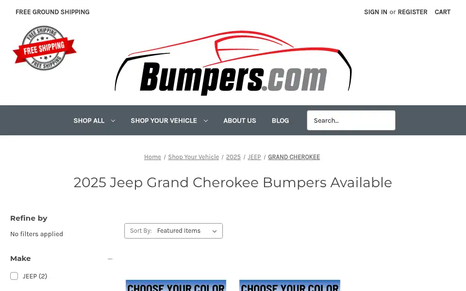 Screenshot of bumpers.com