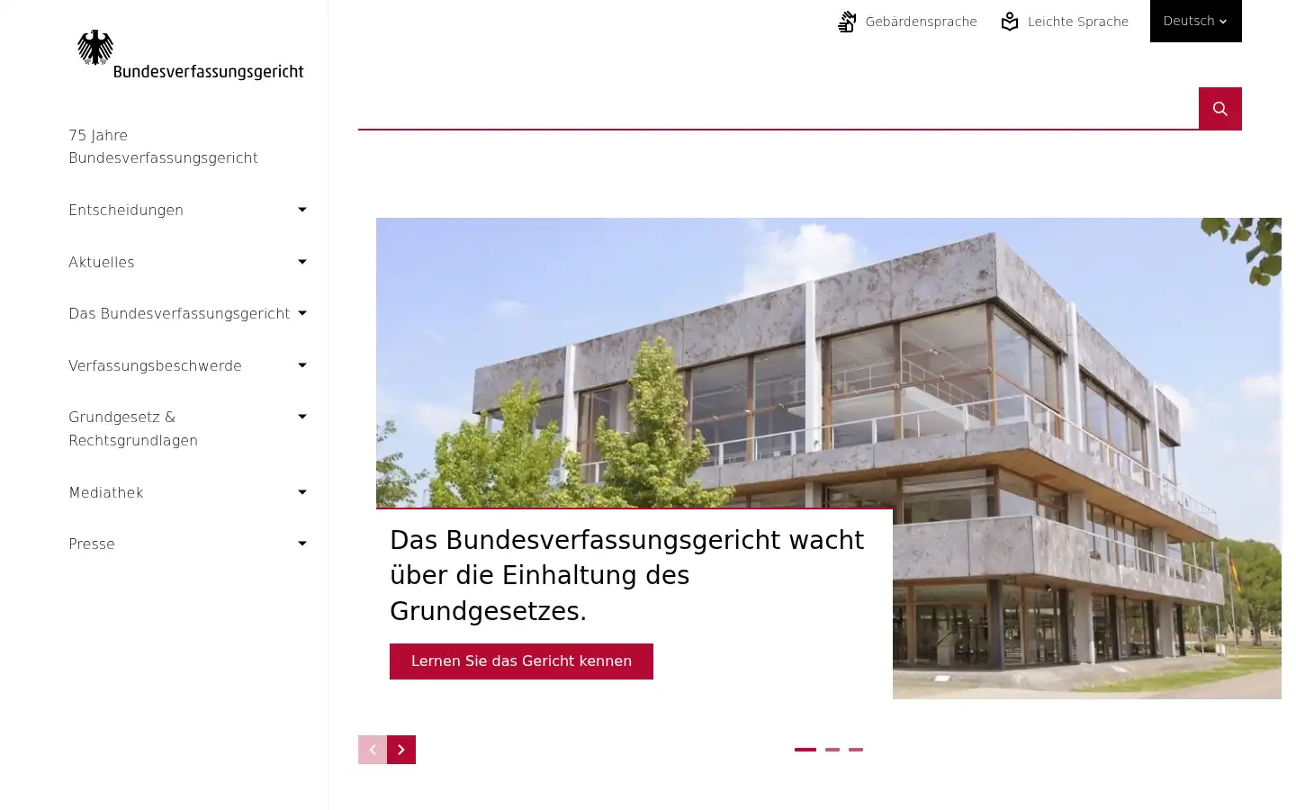 Screenshot of bundesverfassungsgericht.de