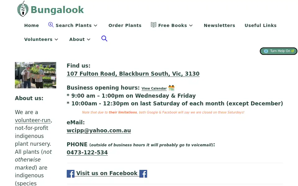 Screenshot of bungalooknursery.com.au