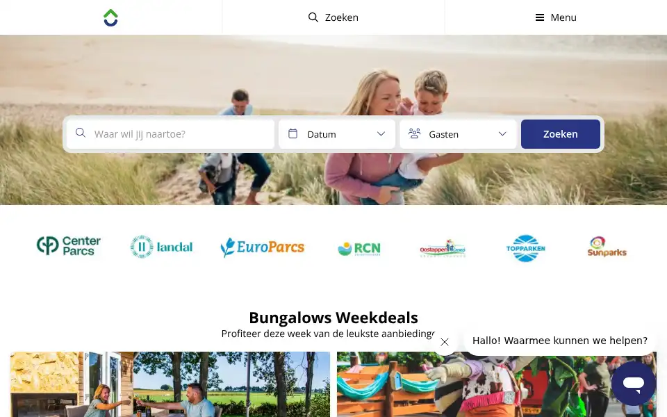 Screenshot of bungalows.nl