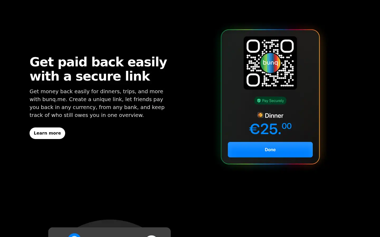 Screenshot of bunq.me