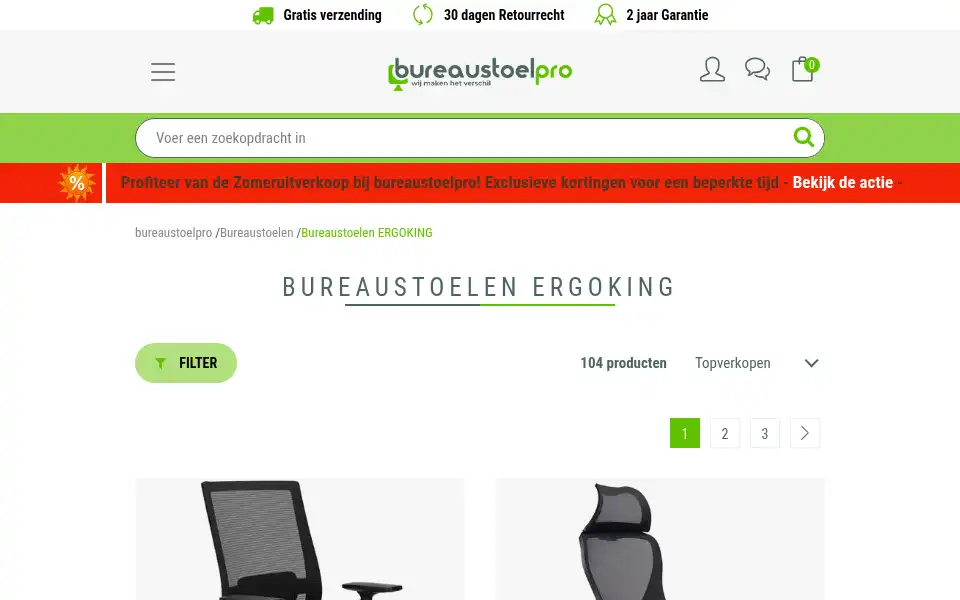 Screenshot of bureaustoelpro.nl