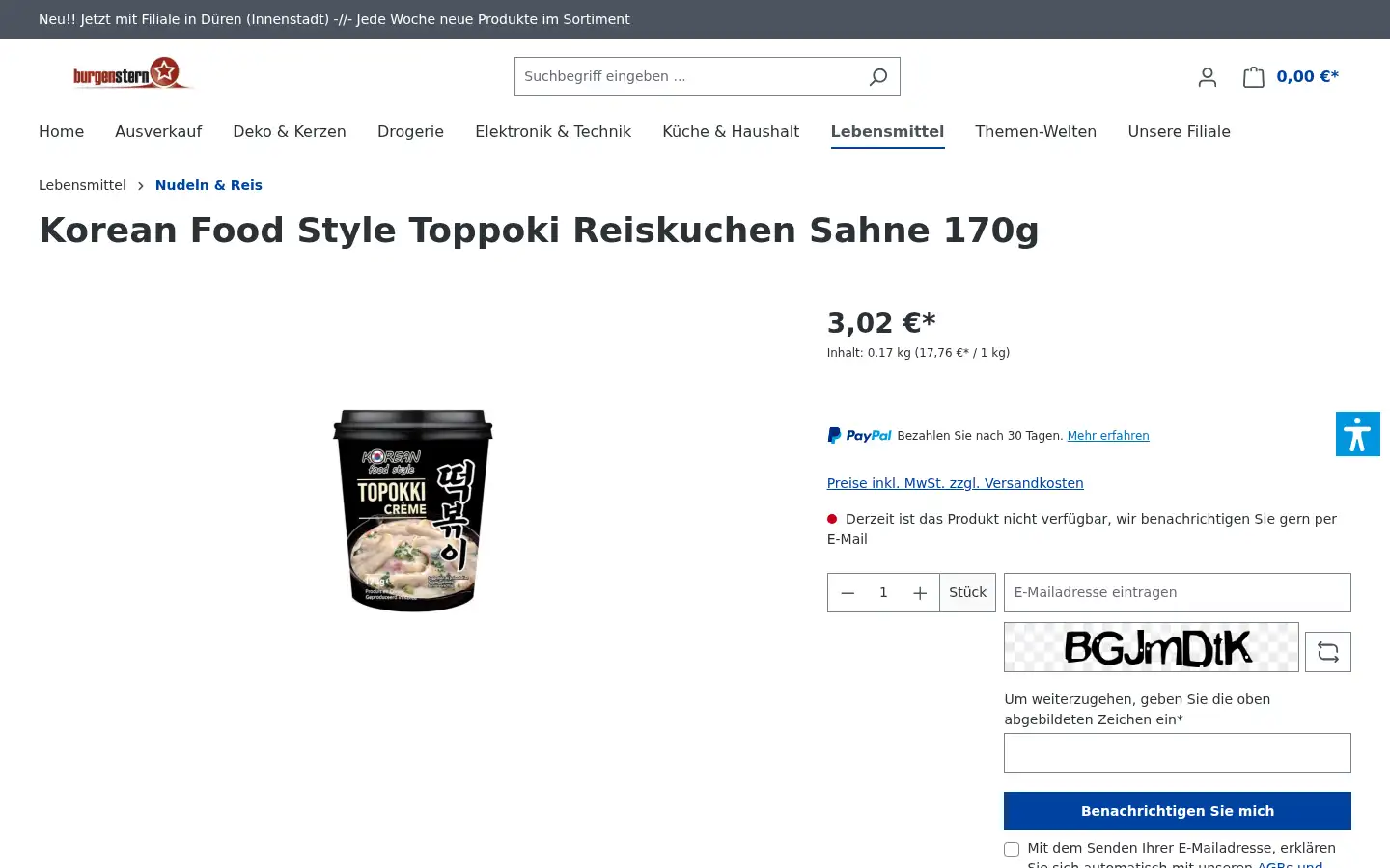 Screenshot of burgen-stern.shop
